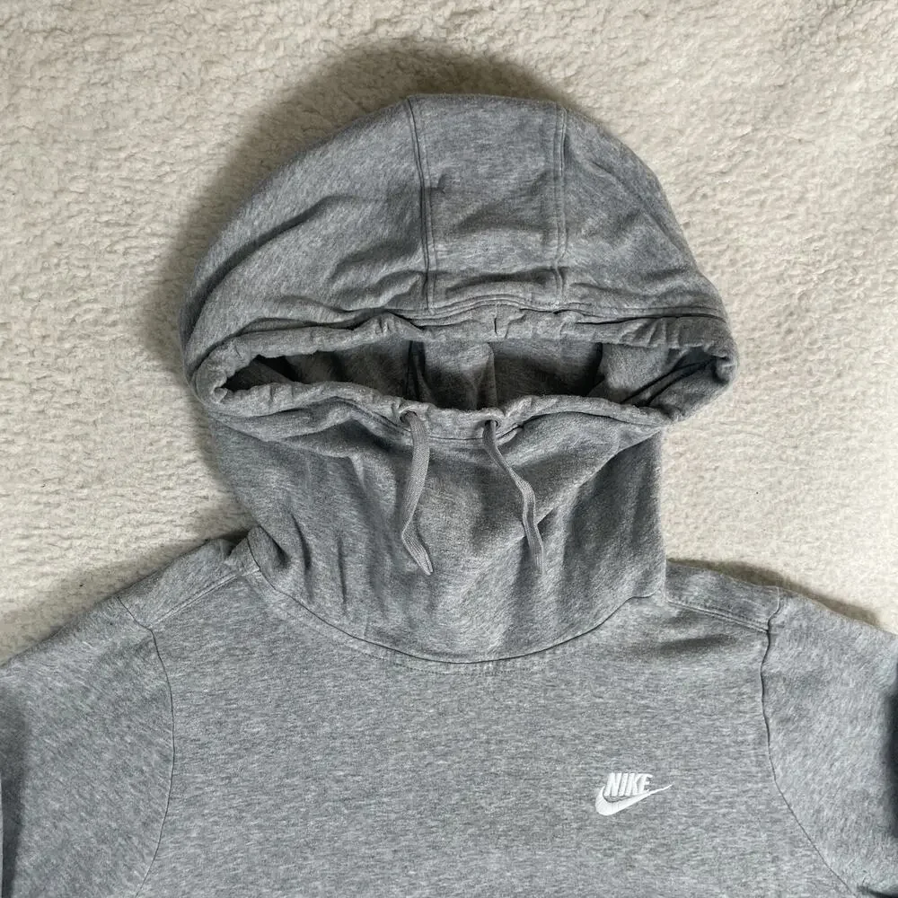 Nike Hoodie Sweatshirt Womens XL Gray Funnel Neck Fleece 853928 Gym Workout
